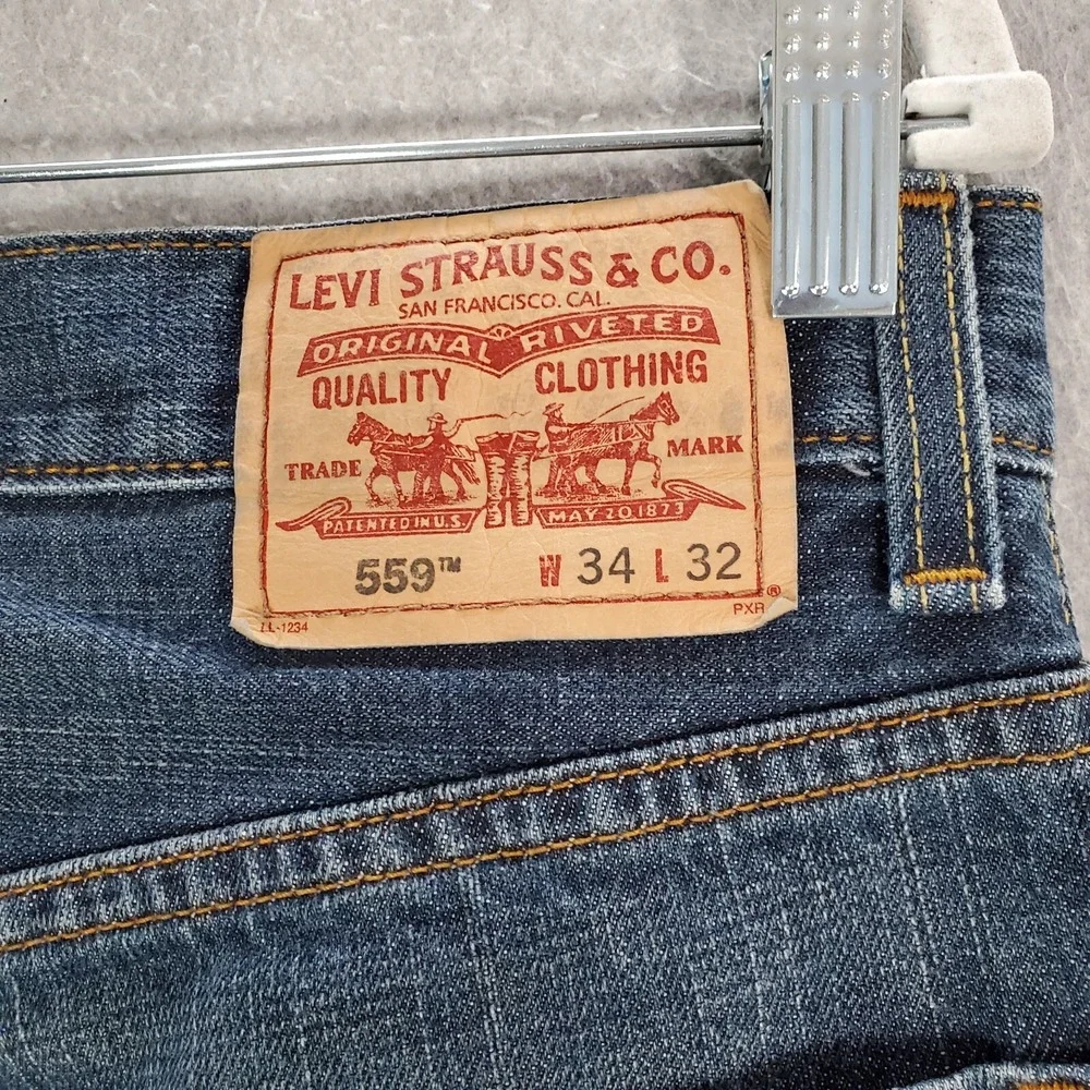 Levi's 559 Men Jeans 34x32 Blue Denim Relaxed Straight Mid‎ Rise Pockets Casual